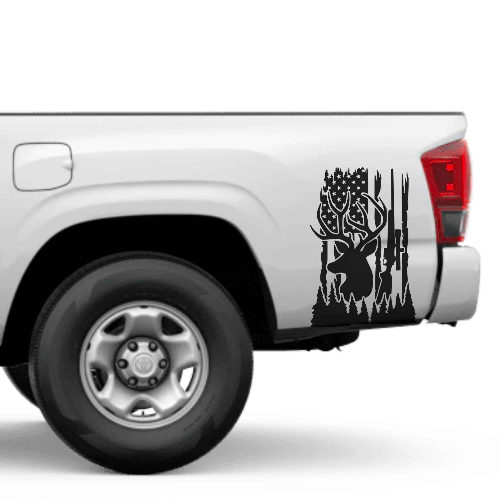 Deer Hunting Patriotic USA Flag Vinyl Decal For Car Truck Window Bumper-0